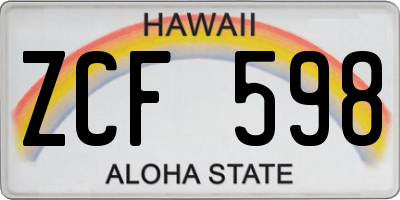 HI license plate ZCF598