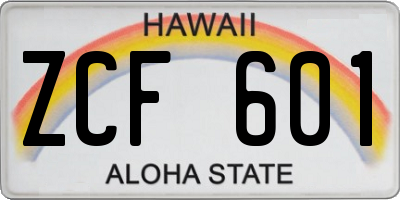 HI license plate ZCF601