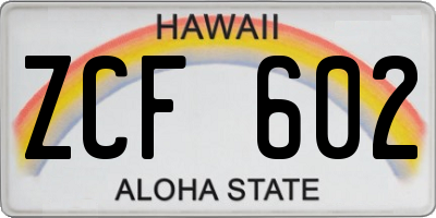 HI license plate ZCF602
