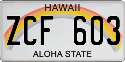 HI license plate ZCF603