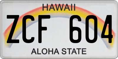 HI license plate ZCF604