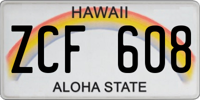 HI license plate ZCF608