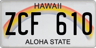 HI license plate ZCF610
