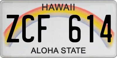 HI license plate ZCF614