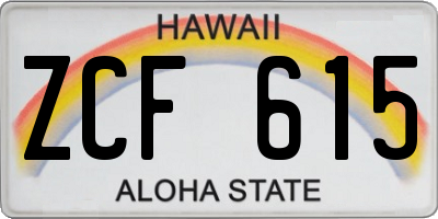 HI license plate ZCF615