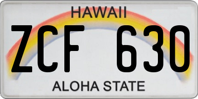 HI license plate ZCF630