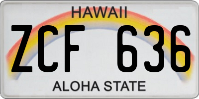 HI license plate ZCF636