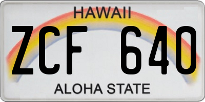 HI license plate ZCF640