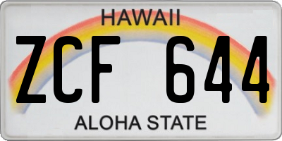 HI license plate ZCF644