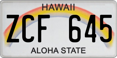 HI license plate ZCF645