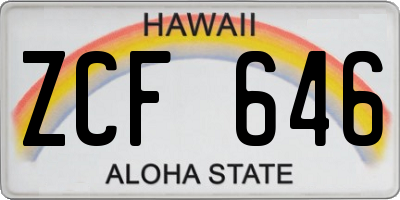 HI license plate ZCF646