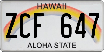 HI license plate ZCF647