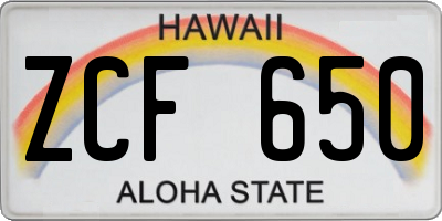 HI license plate ZCF650