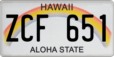 HI license plate ZCF651