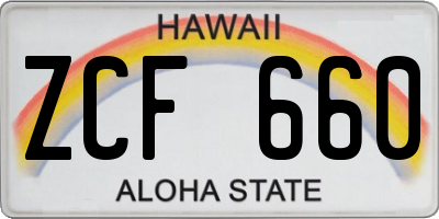 HI license plate ZCF660