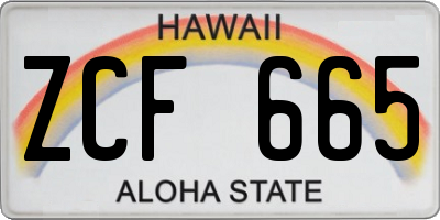 HI license plate ZCF665