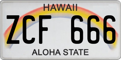 HI license plate ZCF666