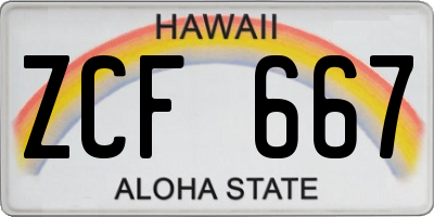 HI license plate ZCF667