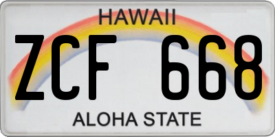 HI license plate ZCF668