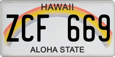 HI license plate ZCF669