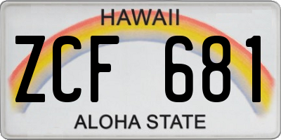 HI license plate ZCF681