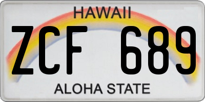 HI license plate ZCF689