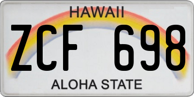 HI license plate ZCF698