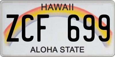 HI license plate ZCF699