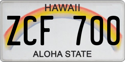 HI license plate ZCF700