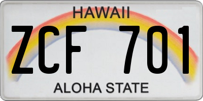 HI license plate ZCF701