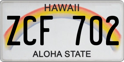 HI license plate ZCF702