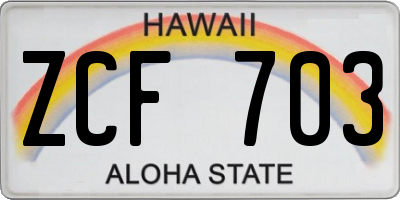 HI license plate ZCF703