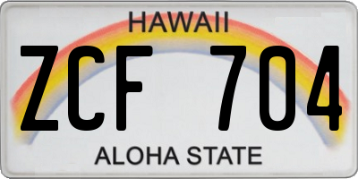 HI license plate ZCF704