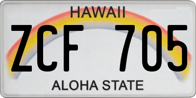 HI license plate ZCF705