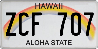 HI license plate ZCF707