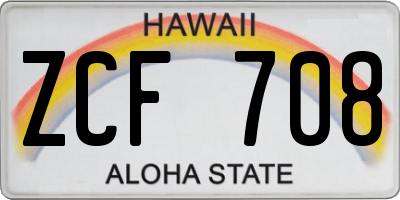 HI license plate ZCF708