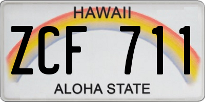 HI license plate ZCF711