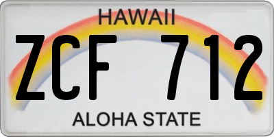 HI license plate ZCF712
