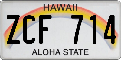 HI license plate ZCF714