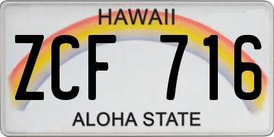 HI license plate ZCF716