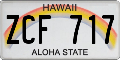 HI license plate ZCF717