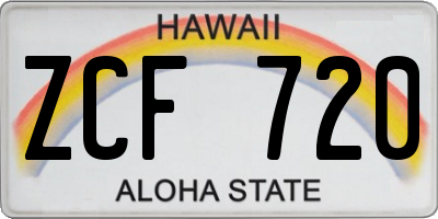 HI license plate ZCF720