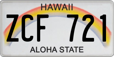 HI license plate ZCF721