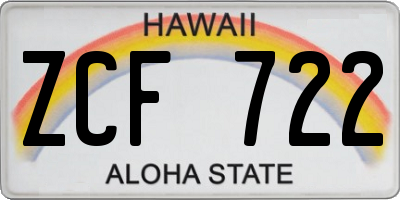 HI license plate ZCF722