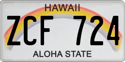 HI license plate ZCF724