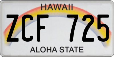 HI license plate ZCF725