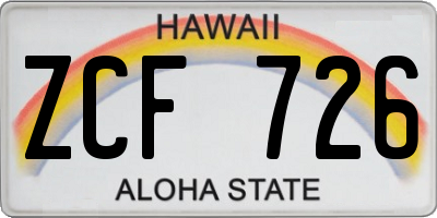 HI license plate ZCF726