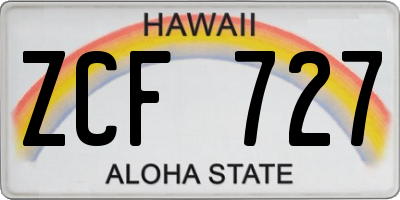HI license plate ZCF727