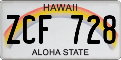 HI license plate ZCF728