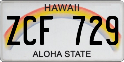 HI license plate ZCF729